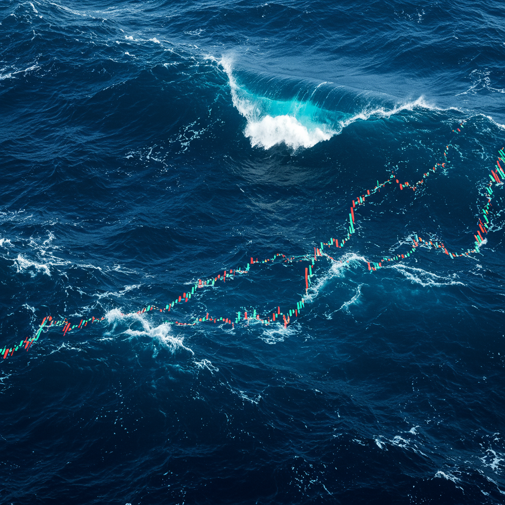 Visualize the crypto market as a vast ocean, where waves represent market movements; BoS a…