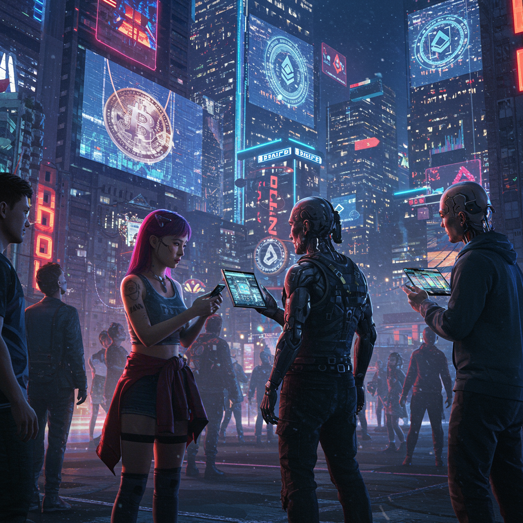 futuristic crypto scene