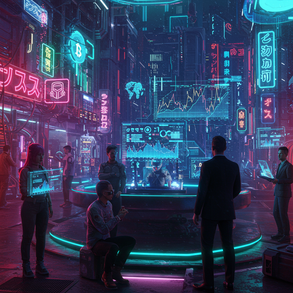 futuristic crypto scene