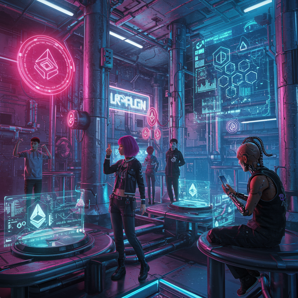 futuristic crypto scene