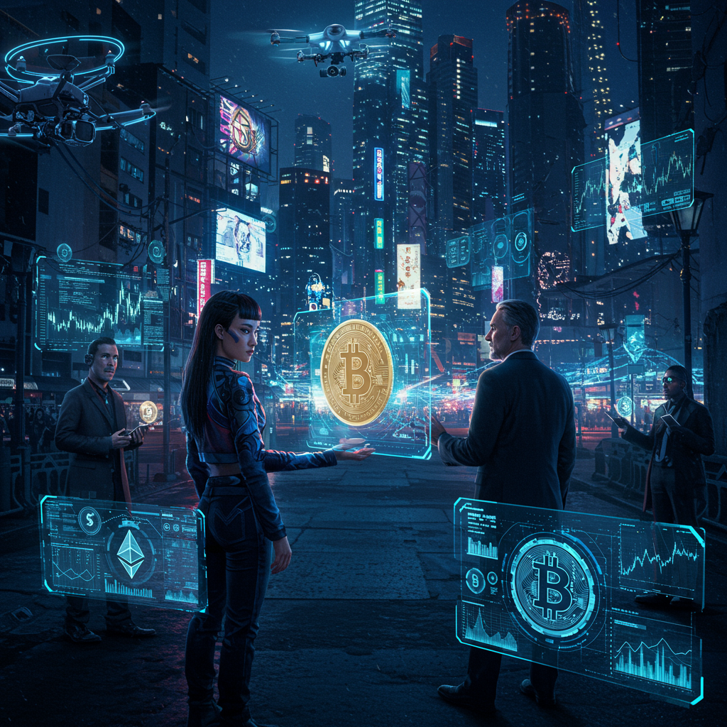 futuristic crypto scene