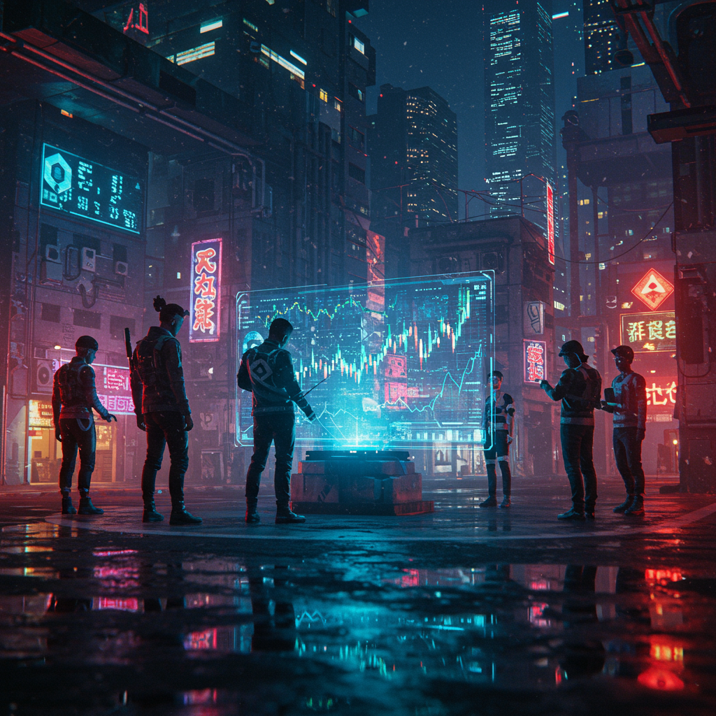 futuristic crypto scene