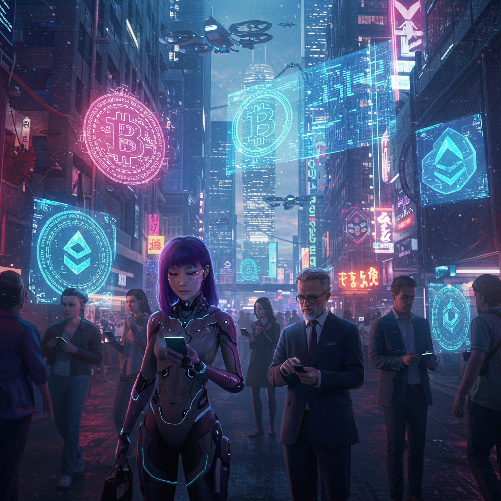 futuristic crypto scene